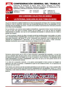 XXV CONVENIO COLECTIVO DE BANCA. LA PATRONAL BANCARIA NO NOS TOMA EN ...